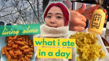 REALISTIC What I Ate in a Day, Living Alone VLOG | JustEGG taste test, solo movie date