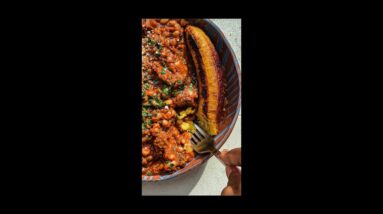 Red Red with Smoked Aubergine & Caramelised plantains