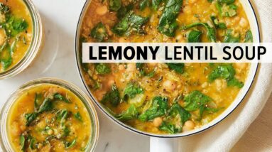 LEMONY LENTIL & CHICKPEA SOUP | from my healthy meal prep cookbook!