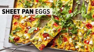 MEDITERRANEAN SHEET PAN EGGS | from my healthy meal prep cookbook!