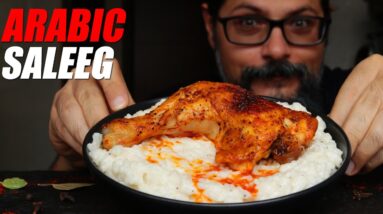 Indians try Arabic Saleeg (Chicken with rice cooked in milk)
