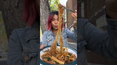 Eating Noodles at my Vegan Korean Cafe #shorts