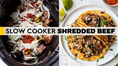 SLOW COOKER BEEF TIPS | Perfect for tacos, burrito bowls, etc!