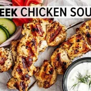 GREEK CHICKEN SOUVLAKI | The Best Mediterranean Grilled Chicken Skewers